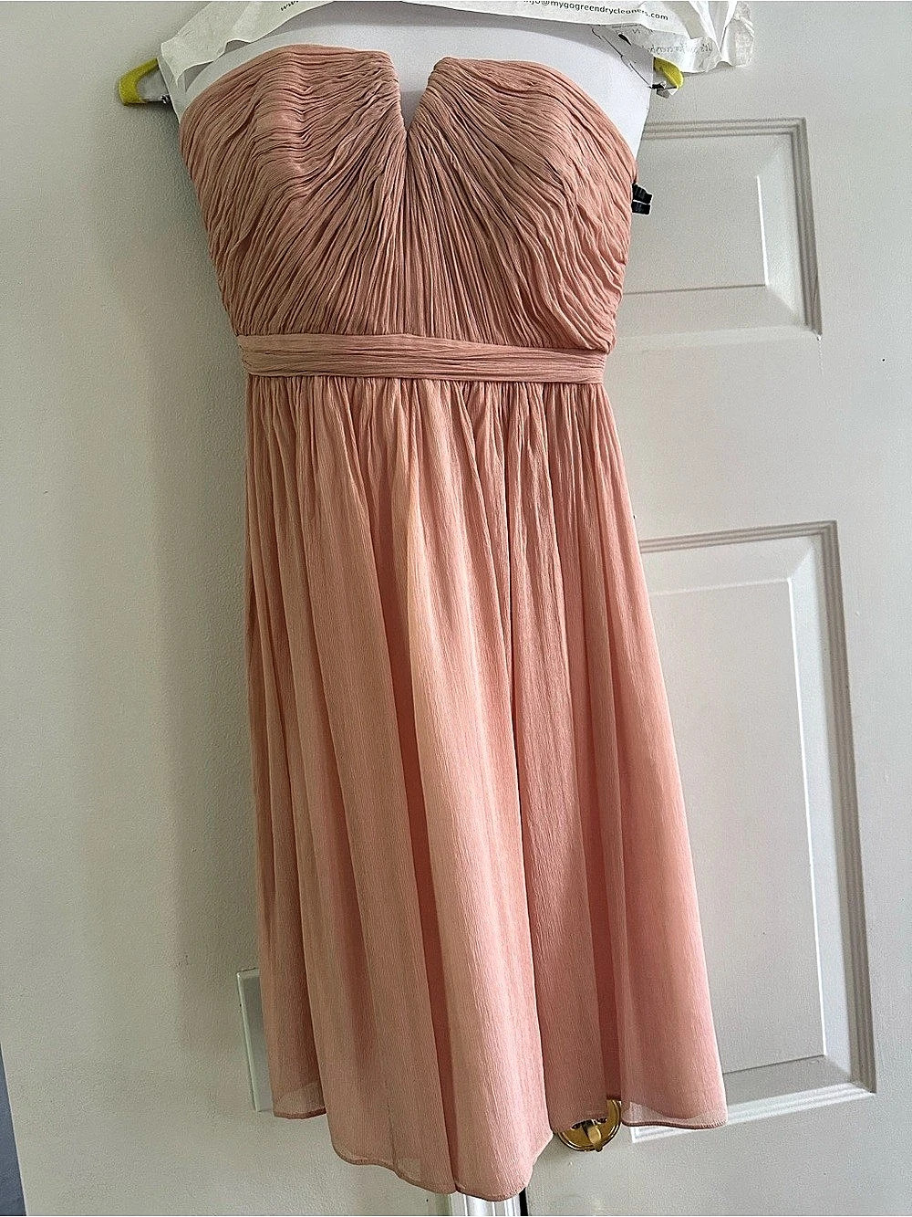 J Crew Strapless Pleated Silk Dress in Pink